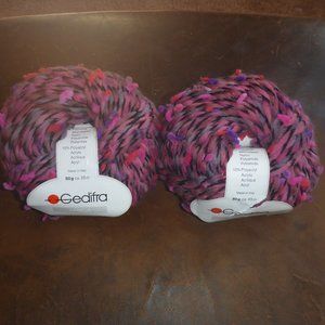 2 Balls Gedifra Arica Wool Blend Yarn - Color 2446 (Pink Purple Combo)